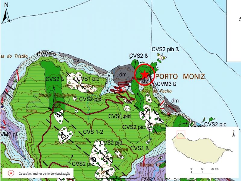 Geological map of Madeira Island detail, Sheet a - PM05