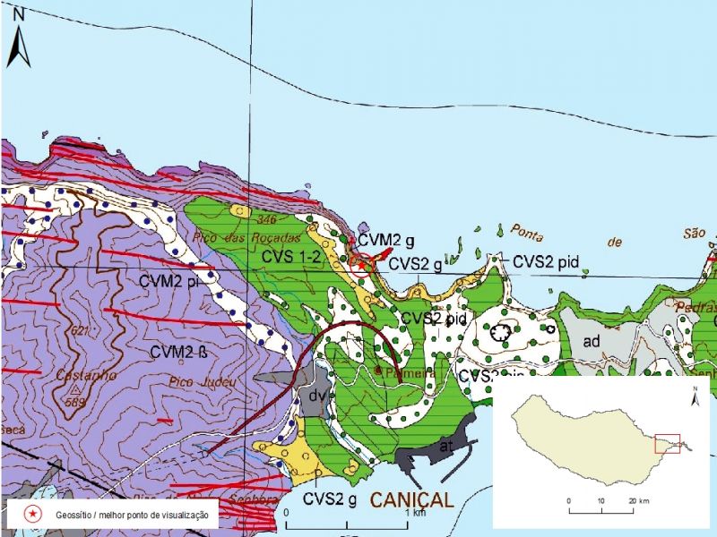 Extrato da carta geológico da ilha da Madeira - folha b - M01PSL03