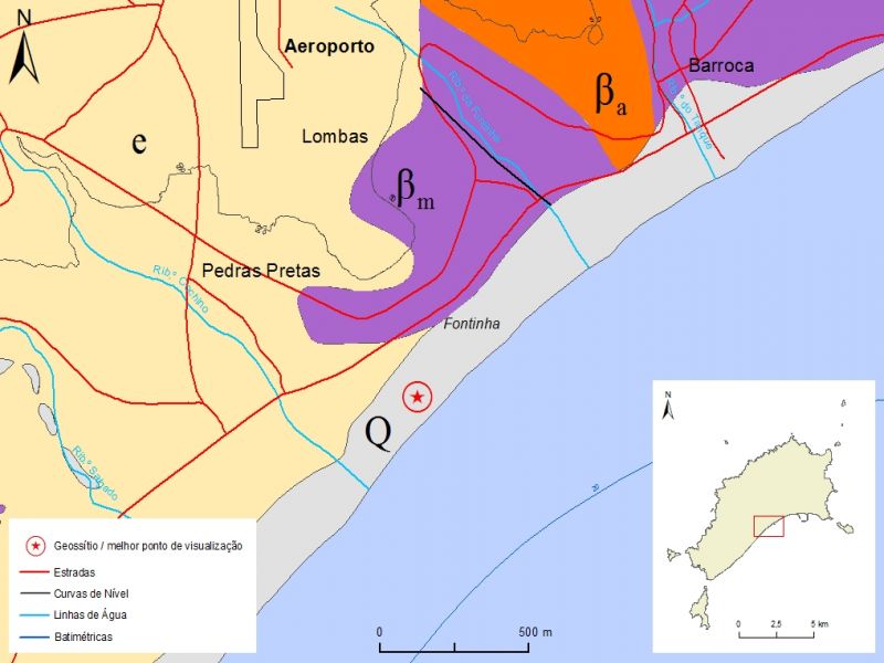 Extrato da carta geológica simplificada da ilha do Porto Santo - PSt10