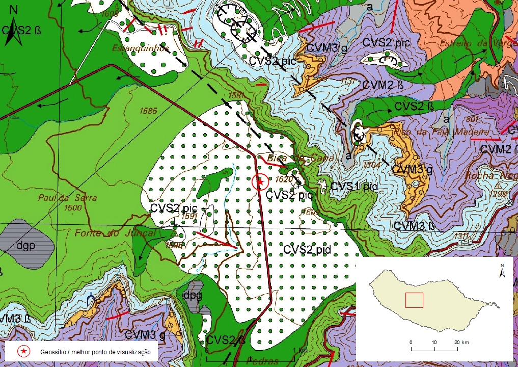 Geological map of Madeira Island detail, sheet a - PS02
