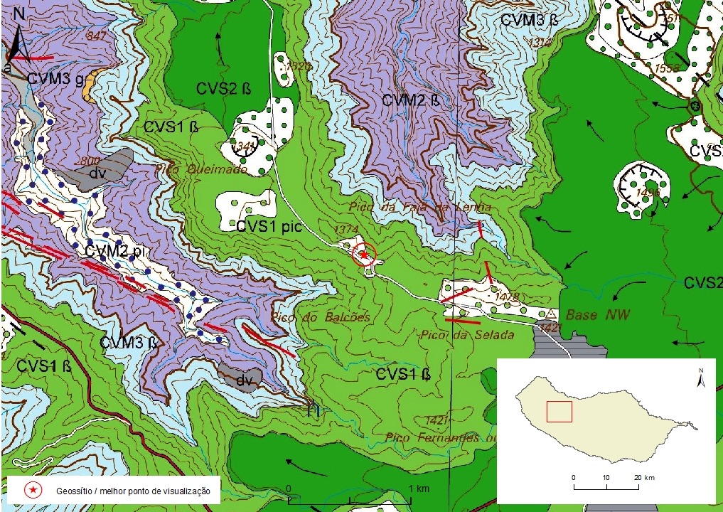 Geological map of Madeira Island detail, Sheet a - PM01