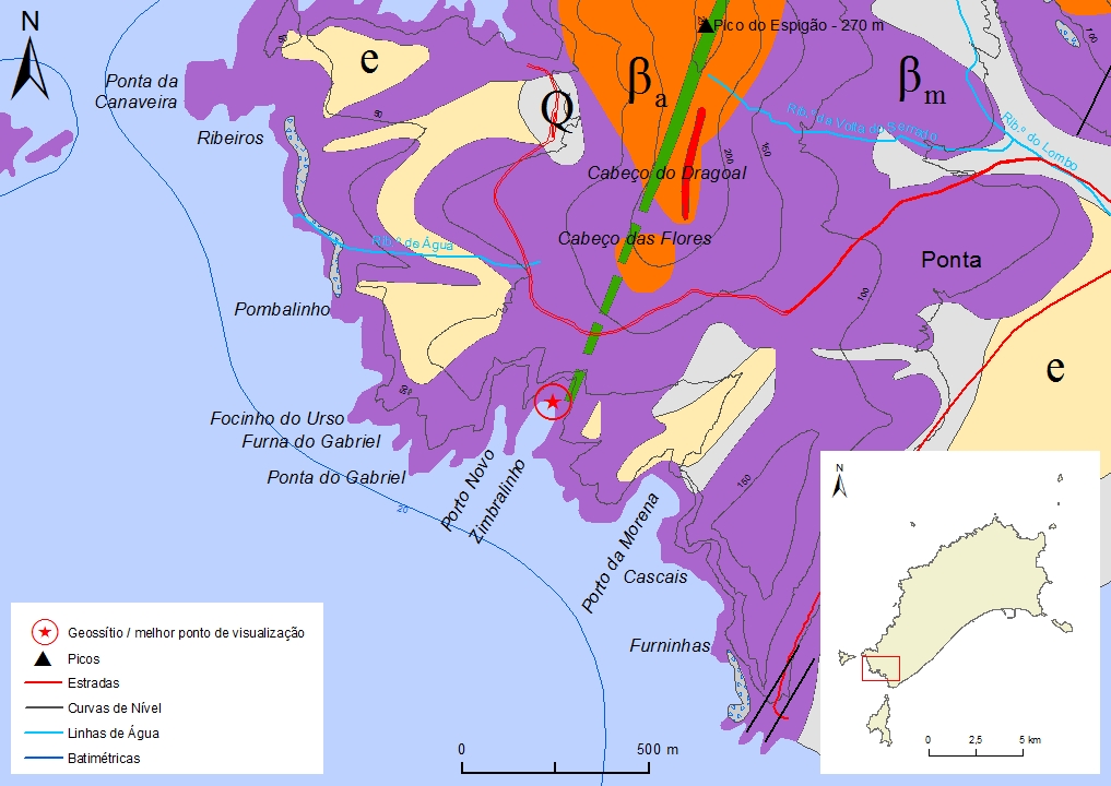 Extrato da carta geológica simplificada da ilha do Porto Santo - PSt03