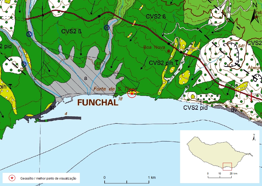 Extrato da carta geológica da ilha da Madeira - folha b - F01