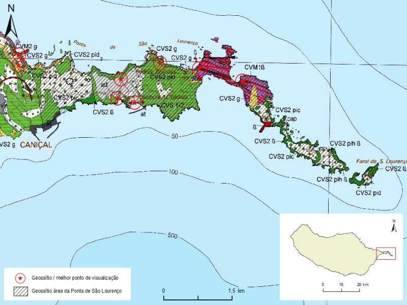 Geological map of Madeira Island detail, Sheet b - M01