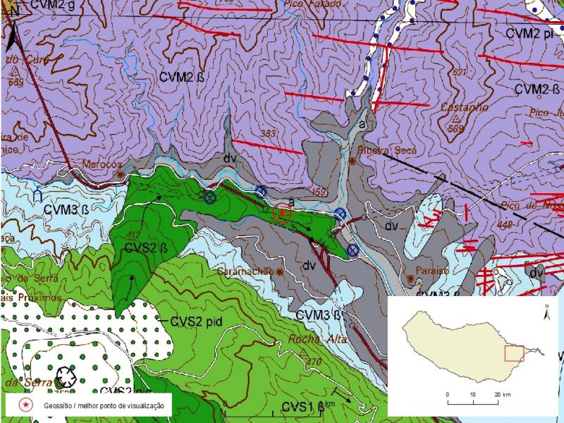 Extrato da carta geológica da ilha da Madeira - folha b - M03