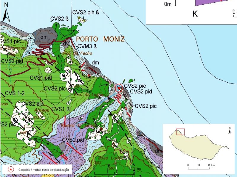 Geological map of Madeira Island detail, sheet a - PM03