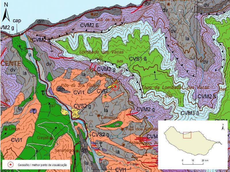 Extrato da carta geológica da ilha da Madeira, folha a - SV02