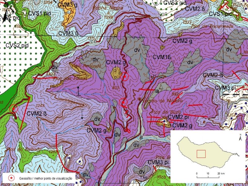 Geological map of Madeira Island detail, sheet a - RB01
