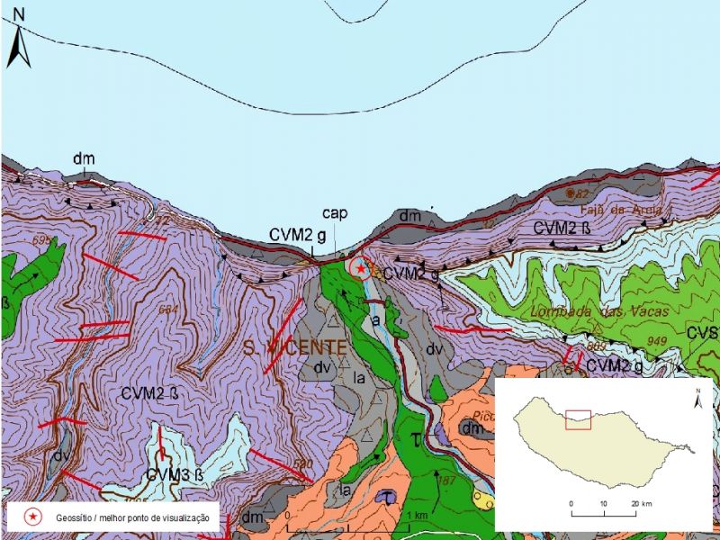 Geological map of Madeira Island detail, sheet a - SV01