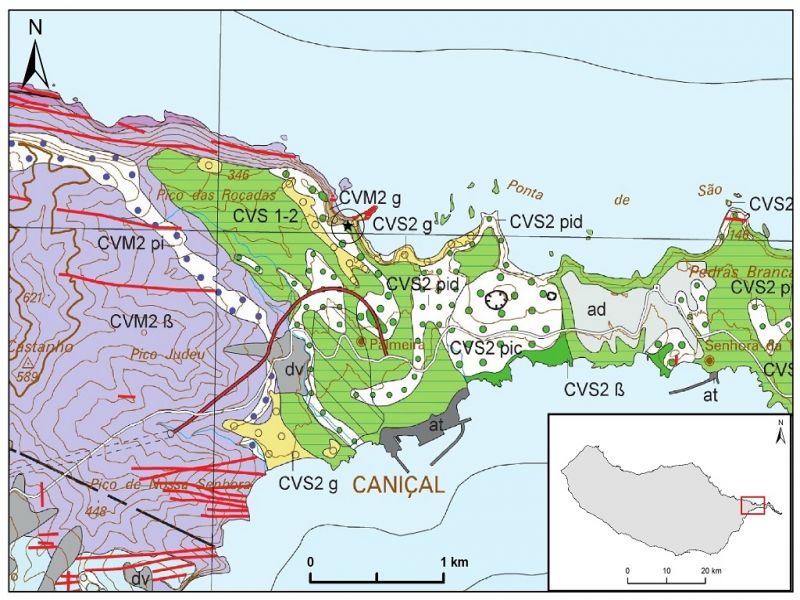 Extrato da Carta Geológica da Madeira, folha b - M01PSL02 