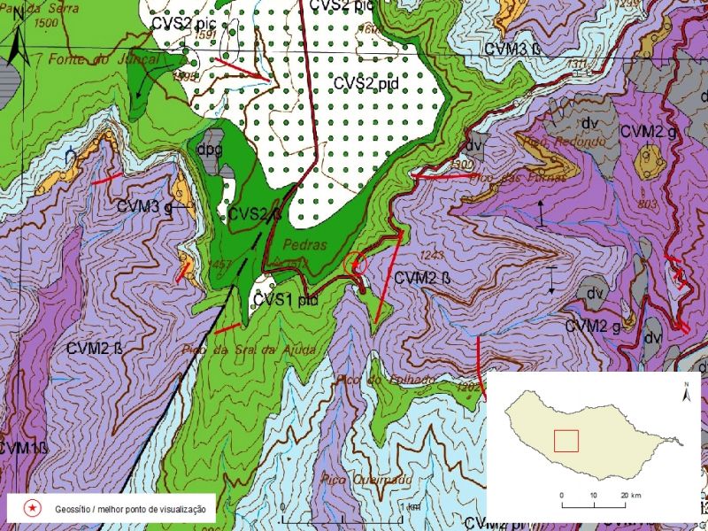 Geological map of Madeira Island detail, sheet a - RB02