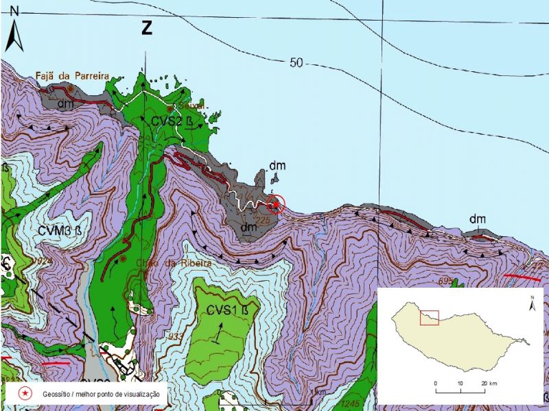 Geological map of Madeira Island detail, sheet a - PM04