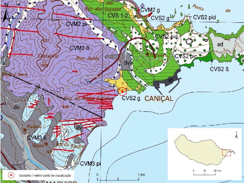 Extrato da carta geológica da ilha da Madeira - folha b - M02