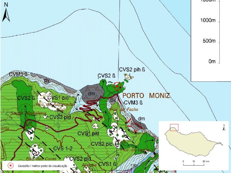 Geological map of Madeira Island detail, sheet a - PM02