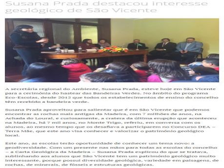 2016-11-25 - "Susana Prada destacou interesse geológico de São Vicente". (Funchal Notícias)