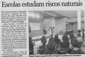 Escolas estudam riscos naturais (Di&aacute;rio de Noticias)